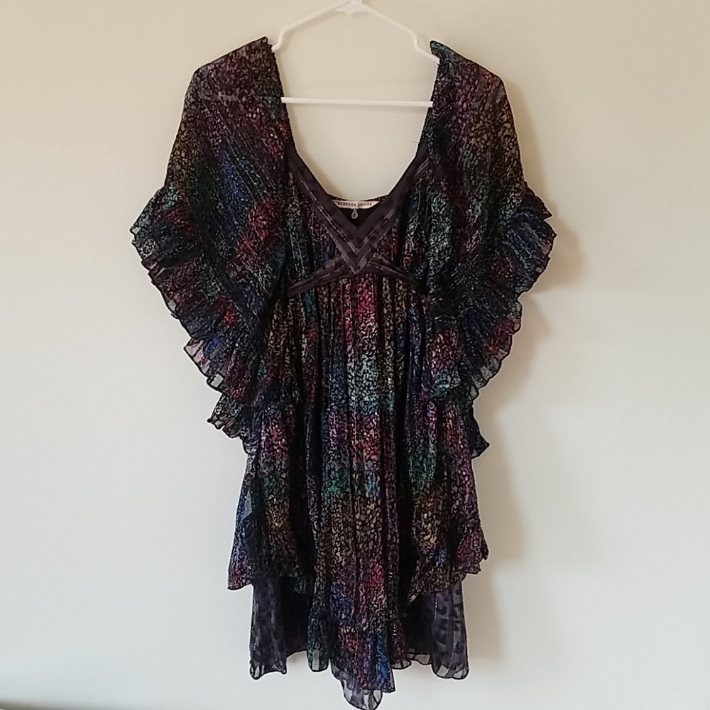 Rebecca Taylor rainbow dress with butterfly sleeve